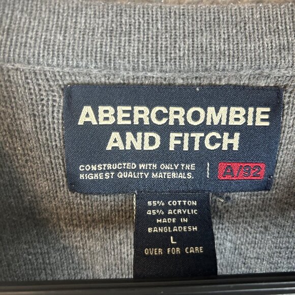 Vintage Abercrombie Fitch Sweater Mens Size L Gray‎ AF-92 Ribbed Pullover NWOT - Picture 3 of 5